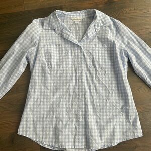 Jaclyn Smith Blue and White Checkered Button Down Shirt